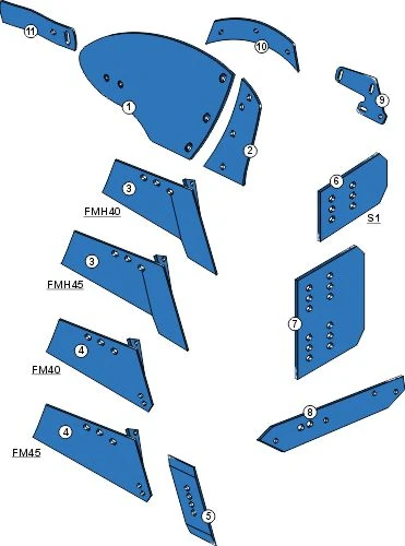 Explosionszeichnung Frost Pflugkörper Typ HNK140